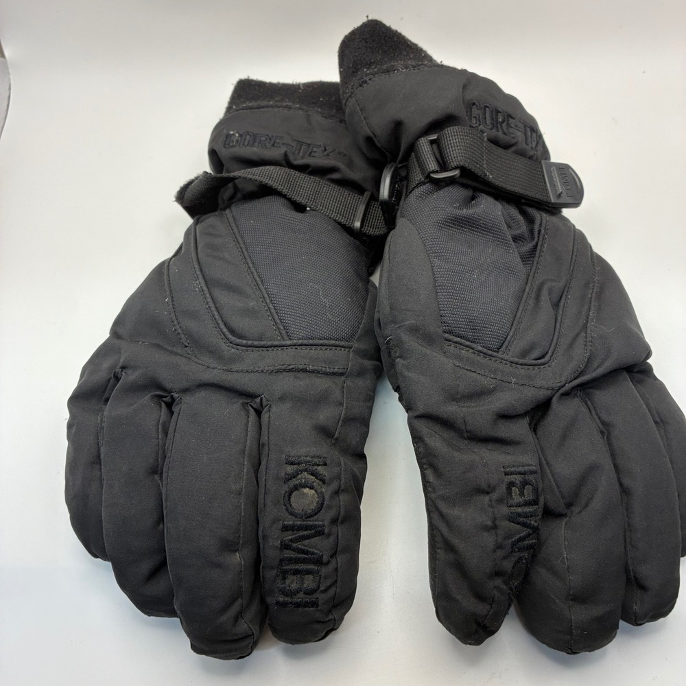 Kombi Gore-Tex Primaloft Insulated Winter Gloves Womens Large Black Leather Palm